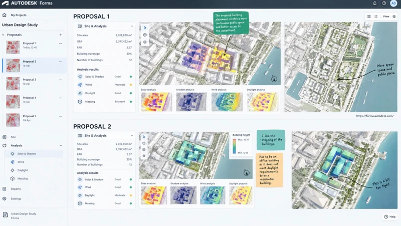 Autodesk Forma Design Collaboration — tasarım alternatiflerinin paylaşımı