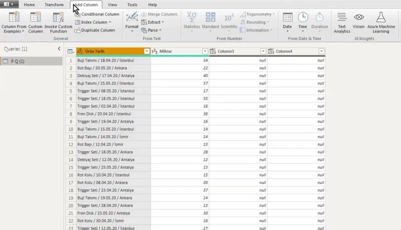 power query editörü